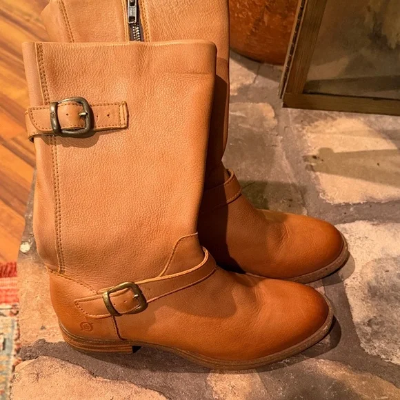 Tan Leather Mid-Calf Boots - Picture 3 of 11